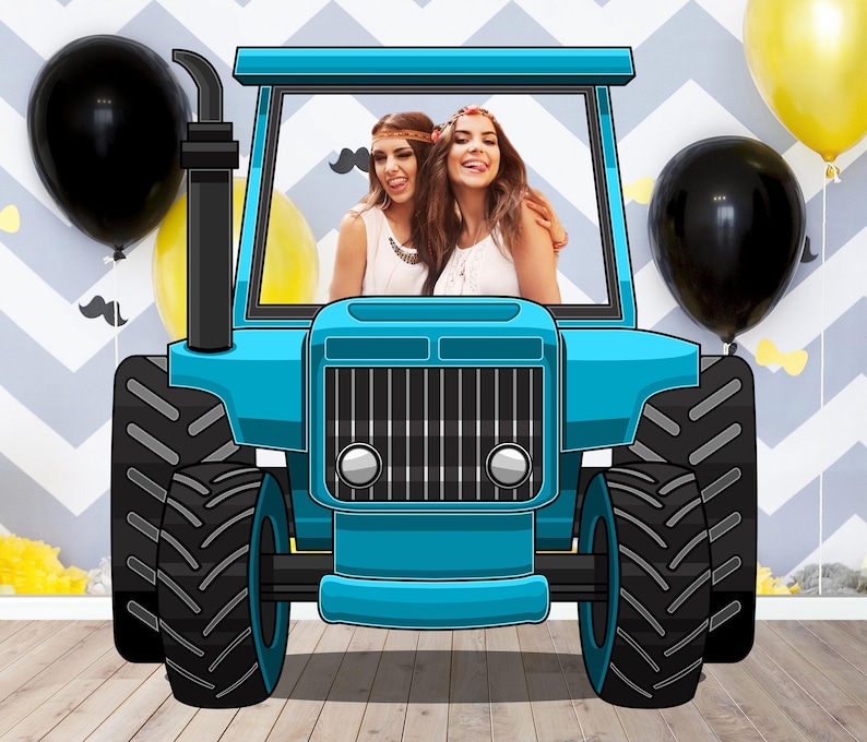 Tractor Truck, Photo Booth Selfie Frame, DIY Poster, Vehicle Theme ...