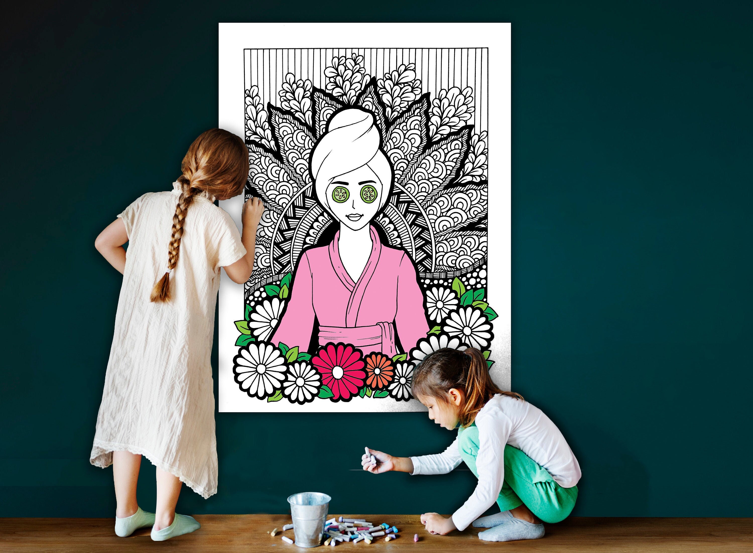 Skincare Self Care Coloring Page Large Coloring Sheet Giant  Etsy