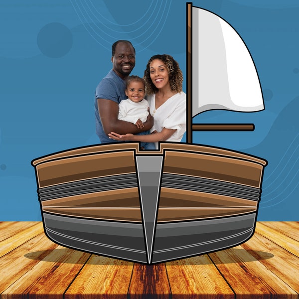 Brown Boat, Photo Prop, Birthday Party DIY, Photo booth Selfie Frame