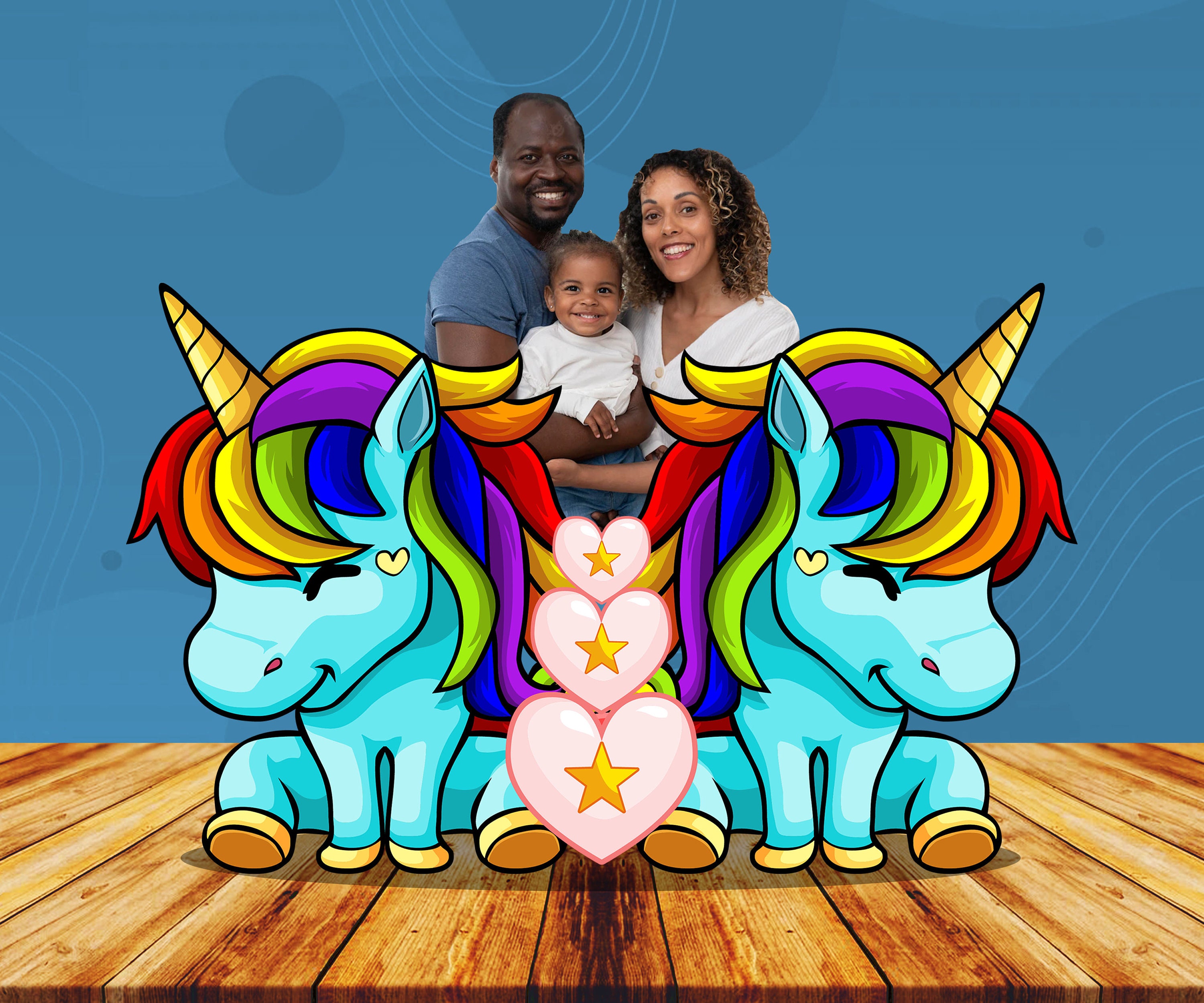 Cyan Unicorn Photo Prop Birthday Party DIY Photo booth Selfie Frame