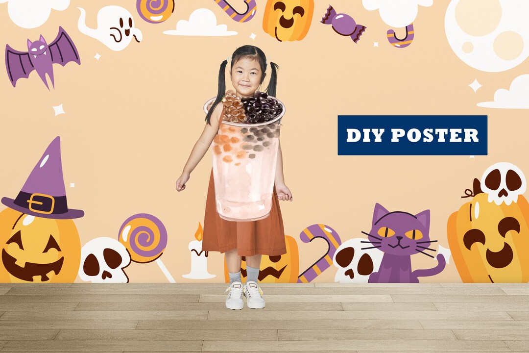 Bubble Tea Halloween Costume Photo Prop DIY Poster Etsy