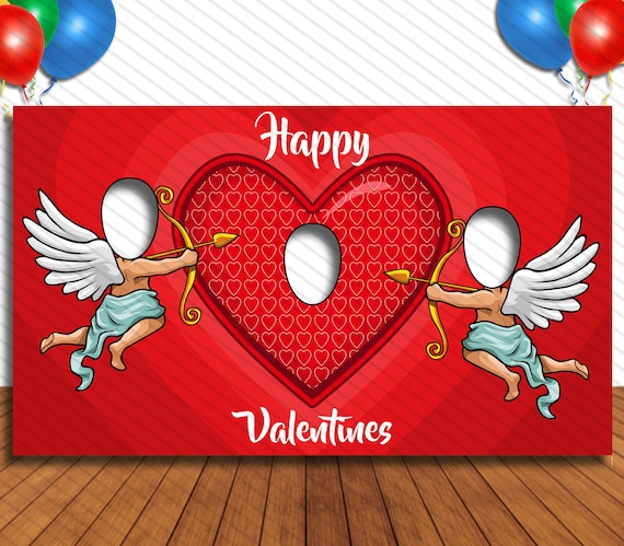 Happy Valentine's Day, Hole in Face Cutout Banner, 42x72
