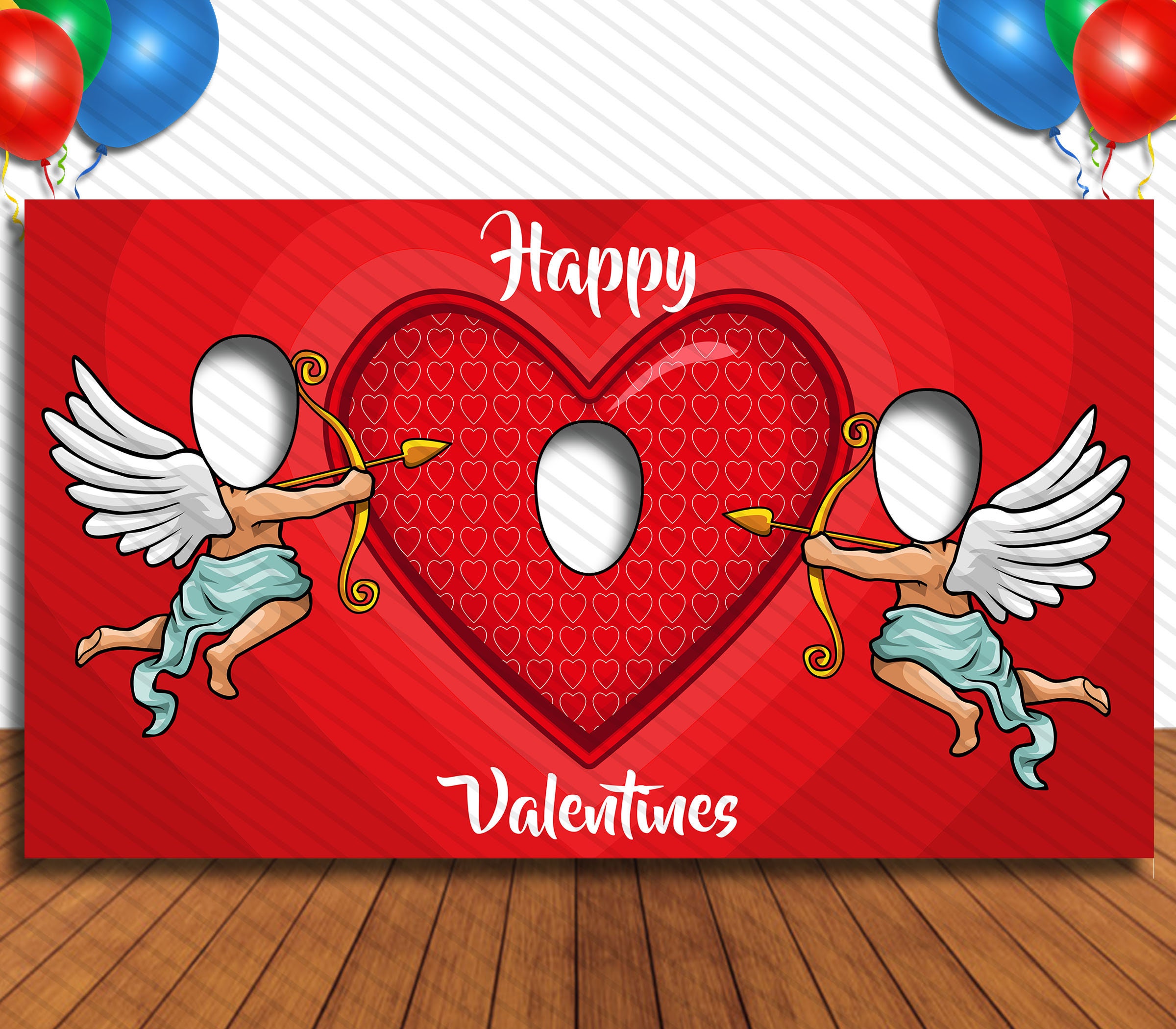 Happy Valentine's Day, Hole in Face Cutout Banner, 42x72