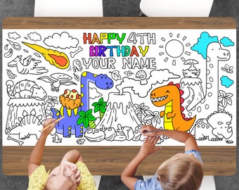 Dinosaur Coloring Page, Custom Jurassic Birthday Sheet, Jumbo Coloring Book Pages, Personalized Theme Giant Coloring Poster