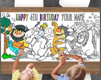 Where the Wild Things Are Coloring Page, Custom Birthday Coloring Sheet, Jumbo Coloring Book Pages, Personalized Theme Giant Coloring Poster