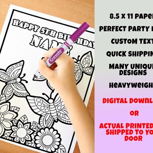 Butterflies Happy Birthday Coloring Pages, Custom, Personalized Party