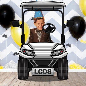 White Golf Cart, Toy Car DIY, Vehicle Theme, Personalized, DIY Photo Prop, Photo Booth Selfie Frame, Birthday Party