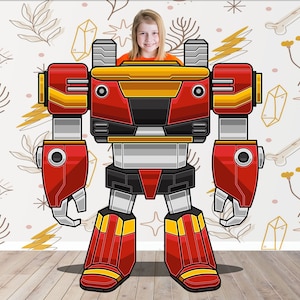 Red Mecha Robot Photo Prop, Vehicle Theme, Photo Booth Selfie Frame, DIY Party Props