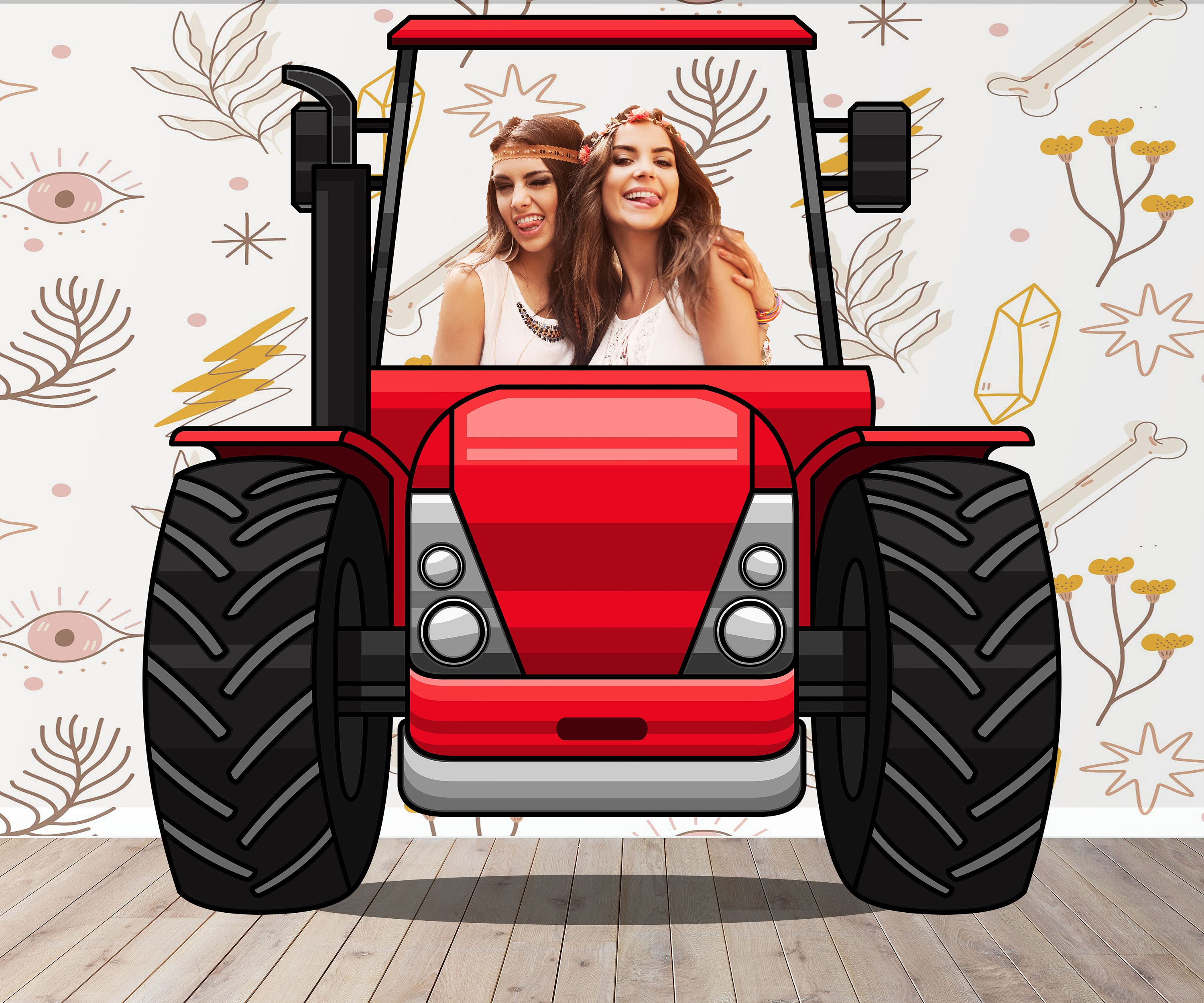 Tractor, Photo Booth Selfie Frame, DIY Poster, Farm Vehicle Theme Party ...