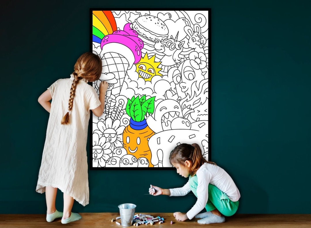 Large Abstract Coloring Poster: Happy Theme, Jumbo Size - Etsy