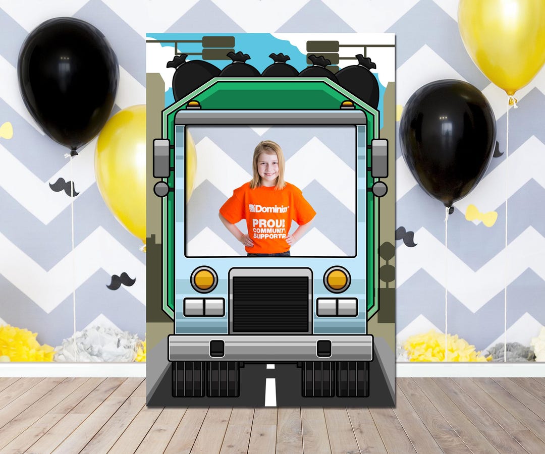 Garbage Truck Photo Booth Frame: Vehicle Theme Party (DIY) - Etsy
