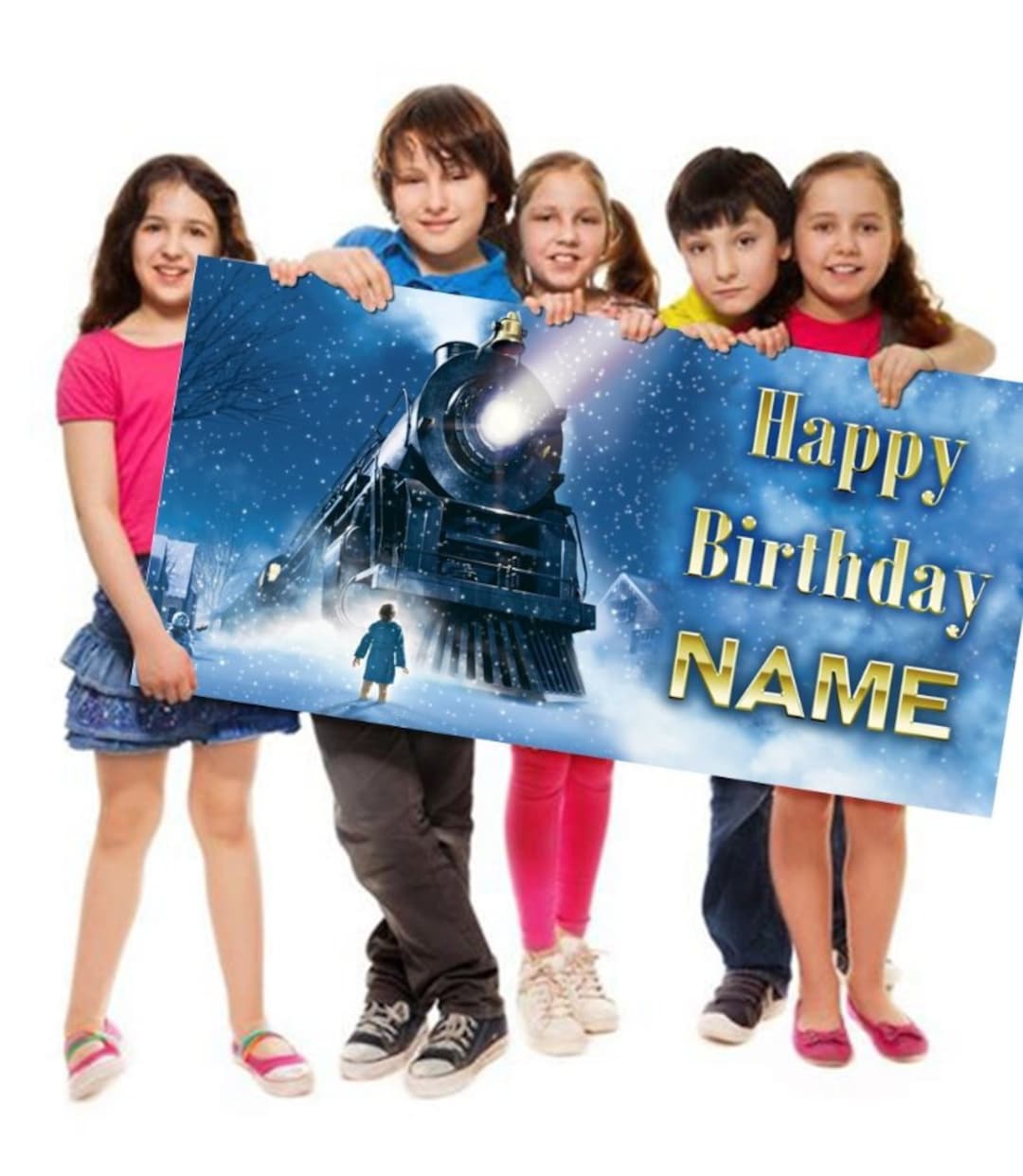 The Polar Express Birthday Banner Vinyl or Poster Personalized