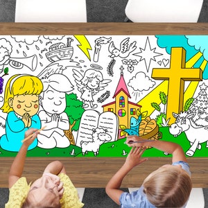 Bible Coloring Page, Christian Activity Sheet, Coloring Page, Large Coloring Sheet, Coloring for Kids and Adults, Children's Party Activity