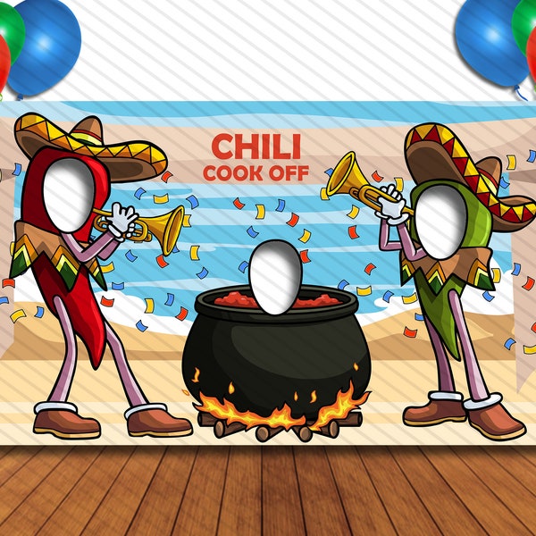 Chilli Cook-Off Party Cutout, Hole in Face, Party Selfie Photo Booth Prop, Game Day Theme Birthday