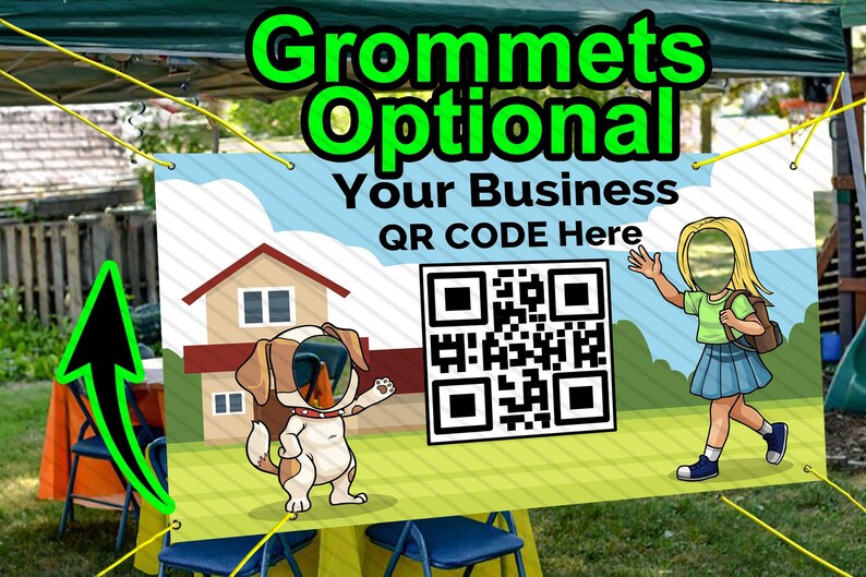 Qr Code On Rope Custom QR Code Business, Hole in Face Cutout Banner, 42x72