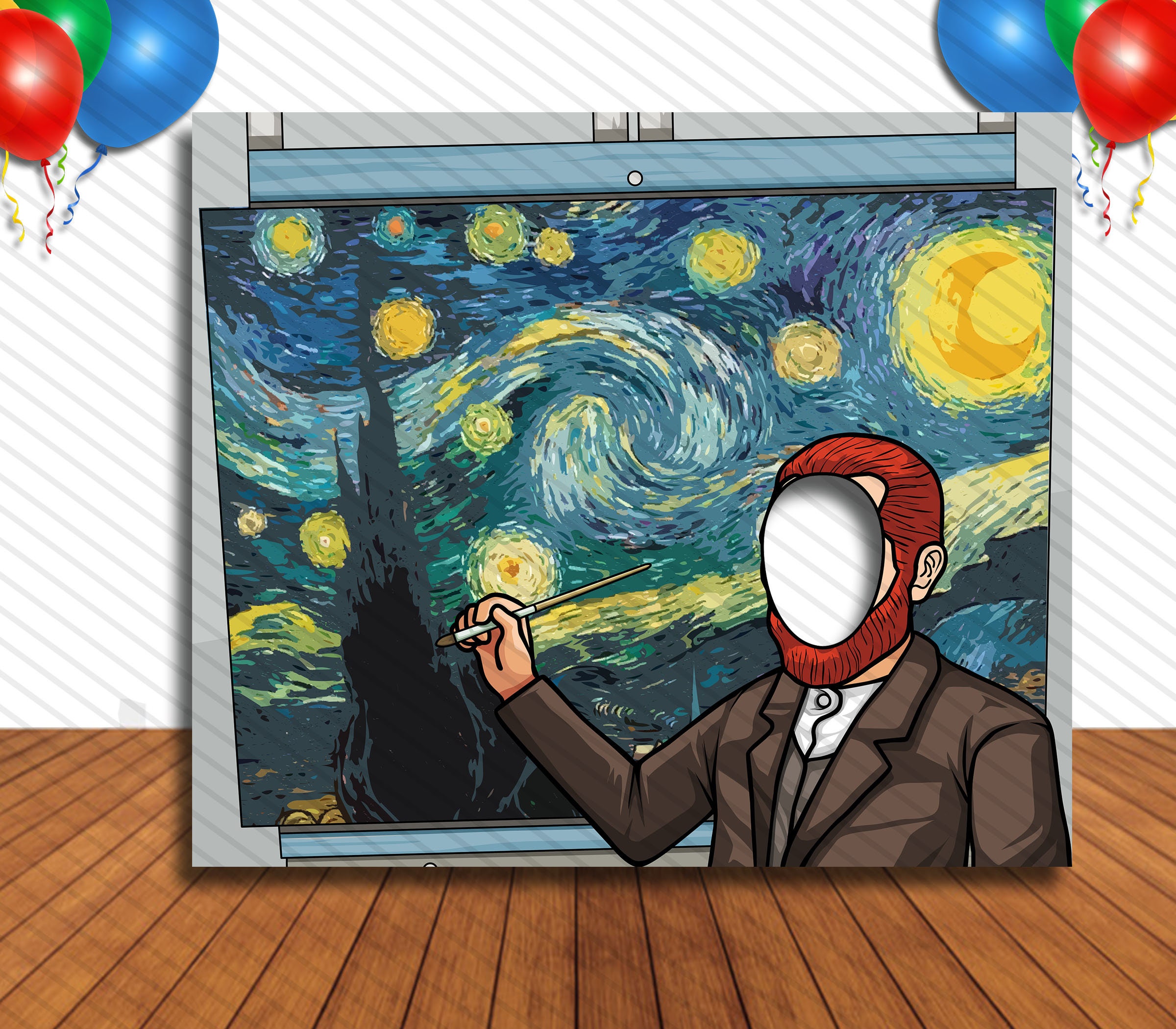 Van Gogh Starry Night Photo Standee: DIY Party Selfie Prop (36x42