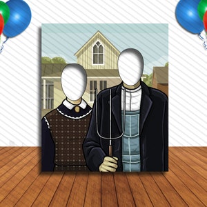 American Gothic, Hole in Face, Party Selfie  Photo Prop, Famous Artwork Decoration
