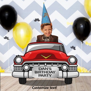 1950&#39;s Car, Classic Vintage Car, Vehicle Theme, Personalized, DIY Photo Prop, Photo Booth Selfie Frame, Birthday Party