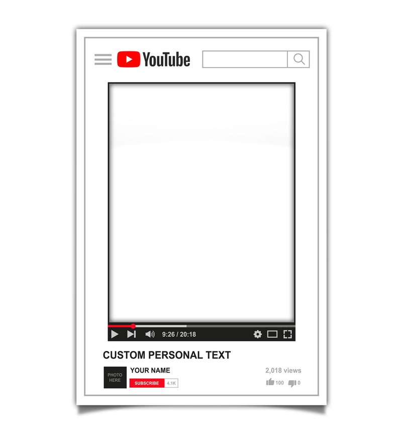 Youtube Photo Frame DIY Youtube birthday Party Etsy