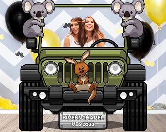 Australian Safari, Vehicle Theme, Personalized, DIY Photo Prop, Photo Booth Selfie Frame, Birthday Party