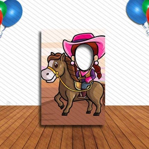 Cowgirl, Wild West Theme Party Decoration, 24x36&quot; Photo Standee, Face Hole Cutout, Face in Hole, Fun Party Selfie Photo Prop