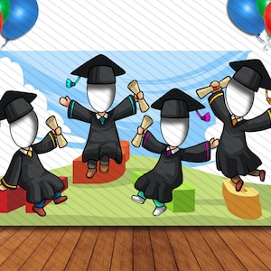 Graduates, Graduation Theme, 42x72" Photo Standee, Face Hole Cutout, Face in Hole, Fun Party Selfie Photo Prop