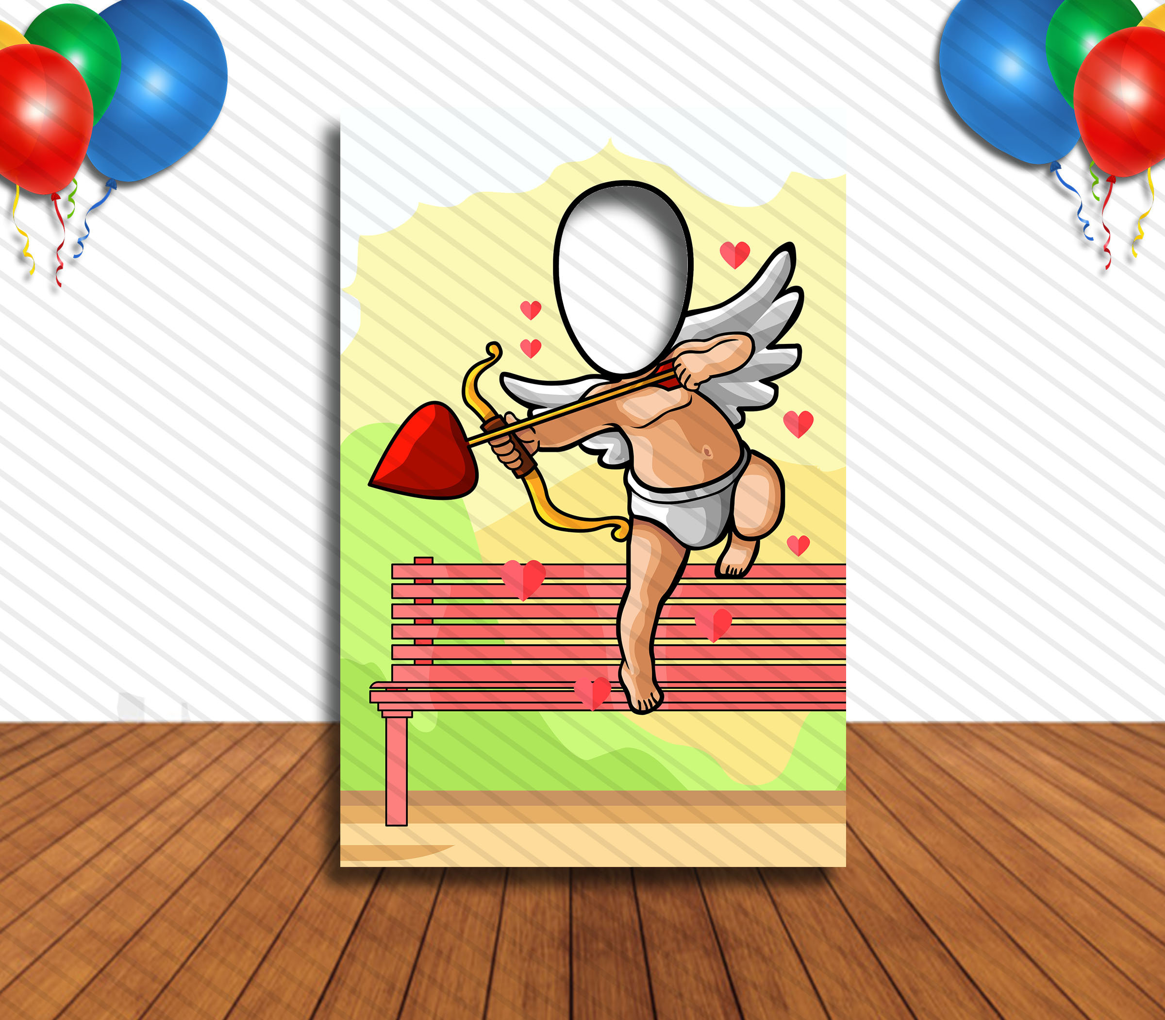 その他 SooyaStudio CUPID Ban Valentines Day Cupid, Valentine's Day, Hole in Face Cutout Banner, 24x36