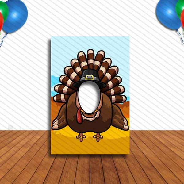 Turkey Face Cutout, Hole in Face, Party Selfie  Photo Prop, Thanksgiving Decoration