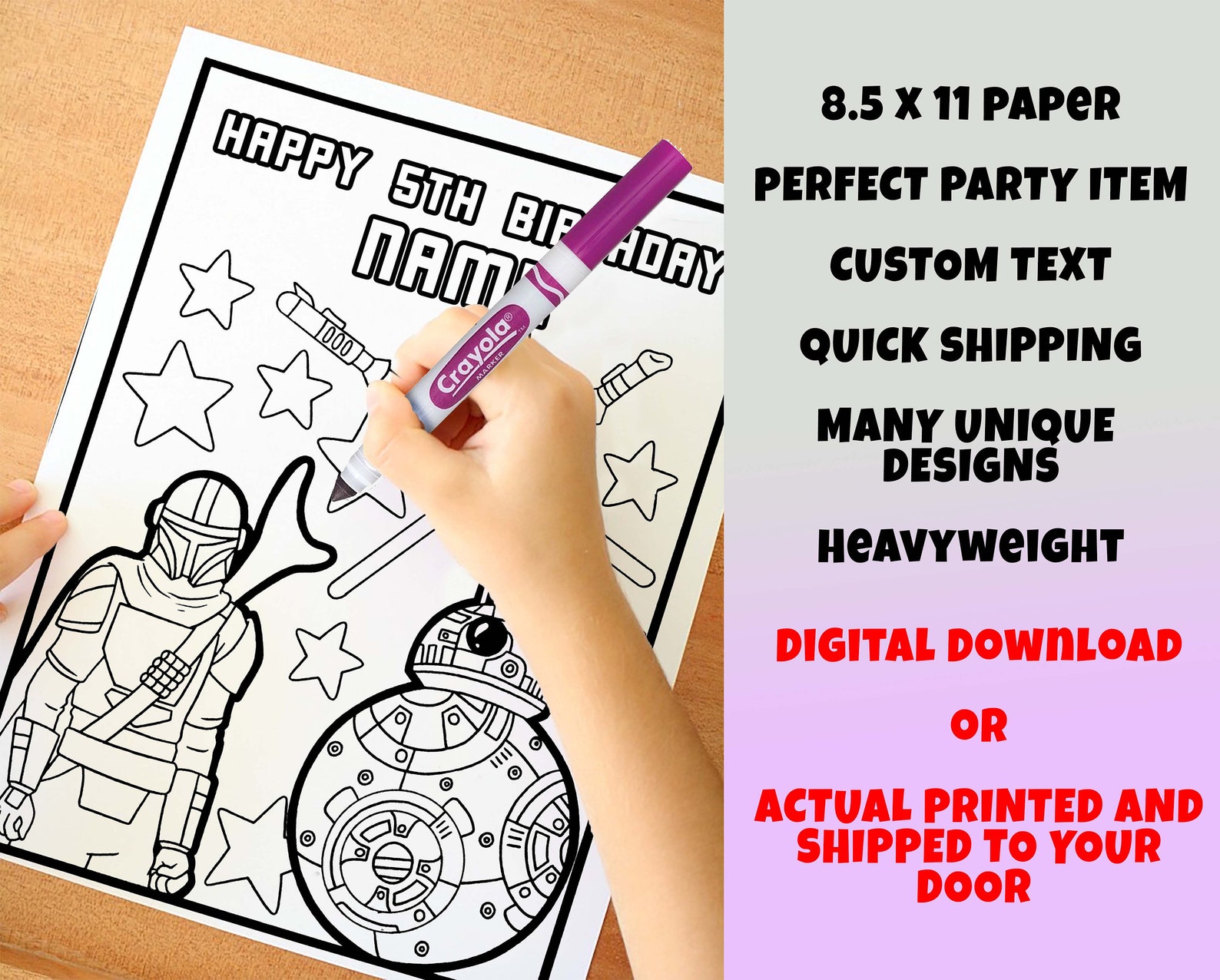 Star Wars Happy Birthday Coloring Pages Custom Personalized - Etsy