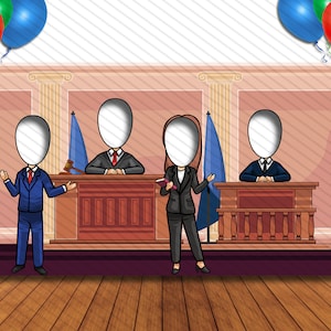 Courtroom, Workers Theme, 42x72" Photo Standee, Face Hole Cutout, Face in Hole, Fun Party Selfie Photo Prop