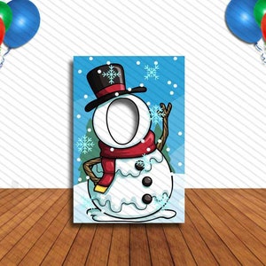 Snowman, Christmas Party Theme Decoration, 24x36" Photo Standee, Face Hole Cutout, Face in Hole, Fun Party Selfie Photo Prop