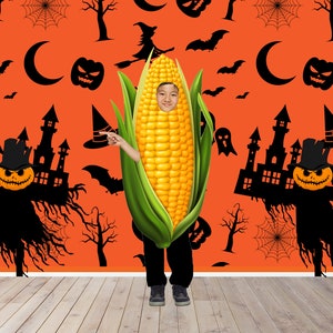 Corn Halloween Costume, Photo Prop, DIY Poster, Photo Booth Selfie Frame