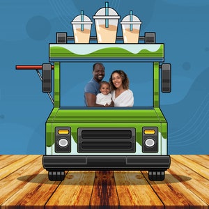Smoothie Food Truck, Vehicle Theme, DIY Photo Booth Props, Photo Booth Selfie Frame for Guests, Mini Photo Backdrop Ideas