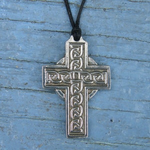 Celtic Cross Pendant, Scottish Jewellery, Irish Jewelry, Handmade, in Fine Pewter, by William Sturt