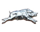 Wild Boar Tie Clip, Boar Tie Slide, Hunting Tie Clip, Handmade, in Pewter