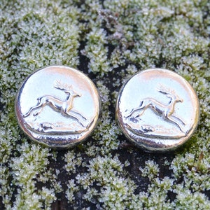 Deer Cufflinks, Deer Cufff Links, Handmade, in Fine Pewter, by William Sturt