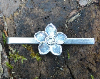 Forget Me Not Tie Clip, Forget Me Not Tie Bar, Handmade, in Fine Pewter, by William Sturt