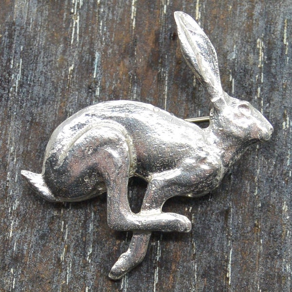 Hare Brooch, Hare Jewellery, Handmade in Finest Pewter, by William Sturt