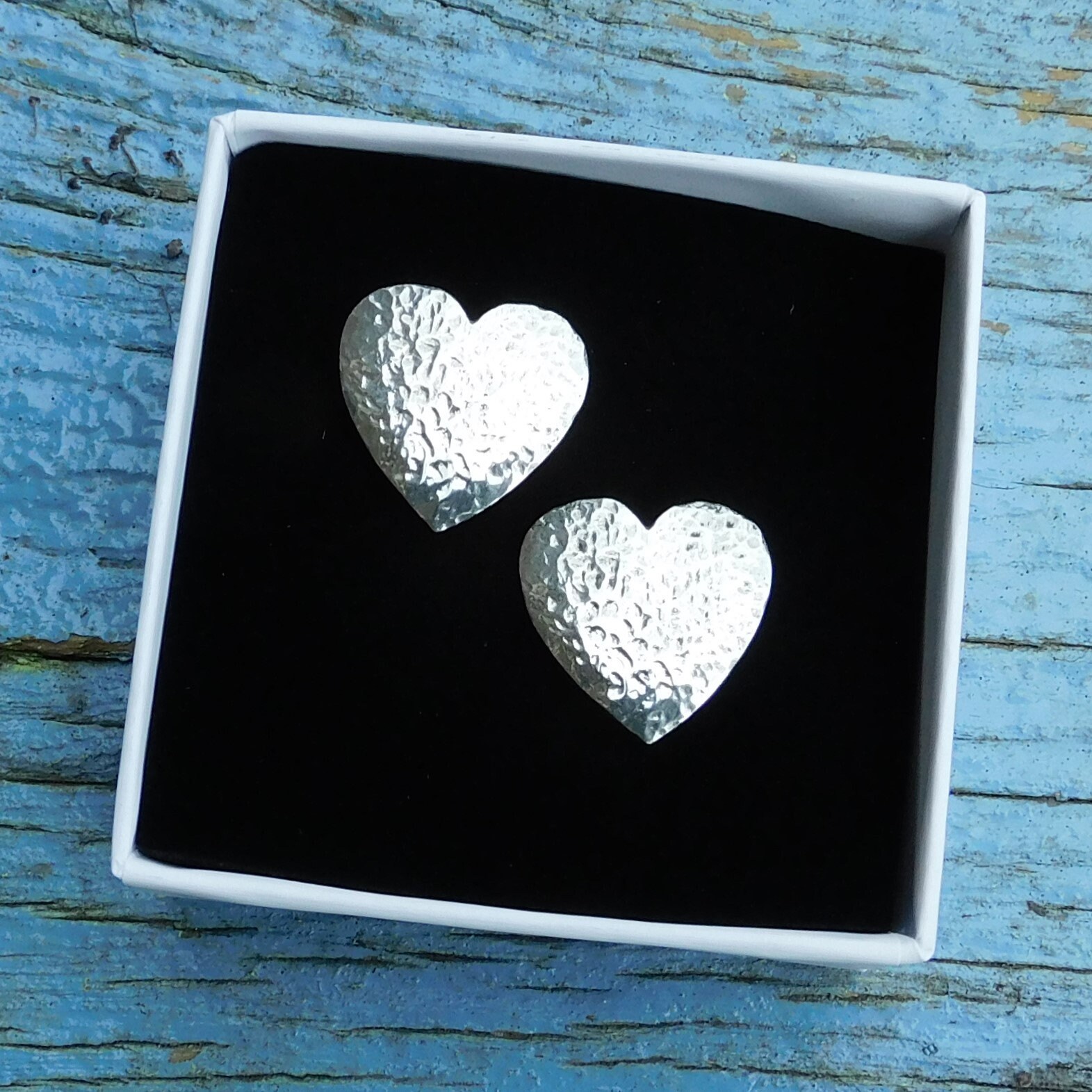 Boutons De Manchette Cœur En étain Martelé - Fabrication Artisanale Française, Sans Plomb Ni Nickel, Pour Cadeau Papa Ou Anniversaire De Mariage