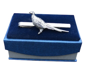 Standing Pheasant Tie Clip Handmade in Fine Pewter