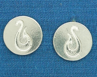 Maori Fish Hook Cufflinks, Wedding Cufflinks, Fish Hook Cuff Links, New Zealand Cufflinks, Handmade, in Fine Pewter, by William Sturt