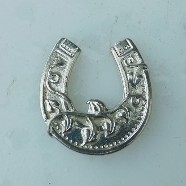 Horseshoe Brooch, Horse Lovers Gift, Hand Crafted Jewellery, Hand Cast Jewelry in Fine Pewter by William Sturt