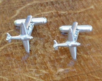 Gemelos Spitfire, Gemelos de avión, hechos a mano, estaño. Hecho en Francia, Les Etains de Jumilhac