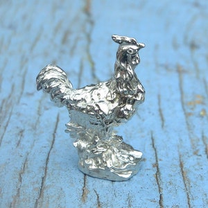 Cockerel Figurine, Cockerel Miniature, Rooster Sculpture, Handmade, in Fine Pewter, by William Sturt