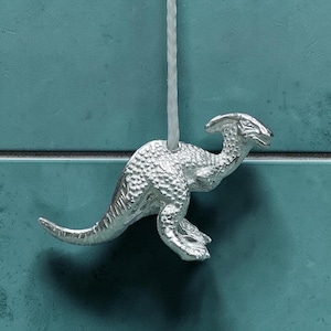 Parasaurolophus Light Pull, Handcast Pewter, Polished Finish