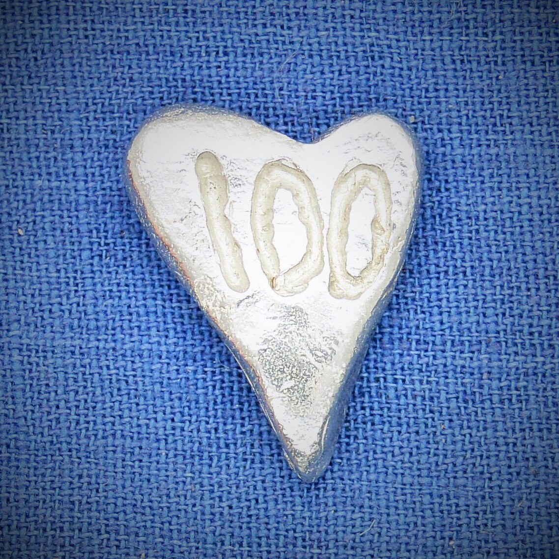 One Hundredth Birthday, Heart, 100Th Birthdaygift, Pocket Token, Handmade, Pewter, By William Sturt,