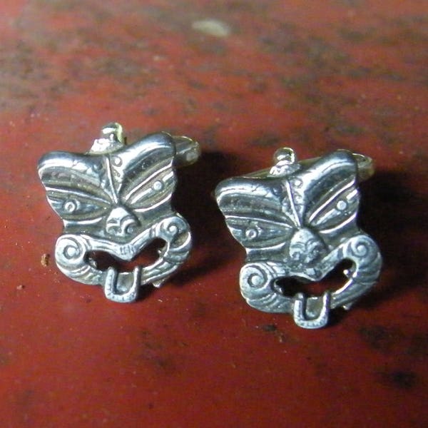 New Zealand Maori Tiki Cufflinks, Hand Cast, in Finest Pewter by William Sturt