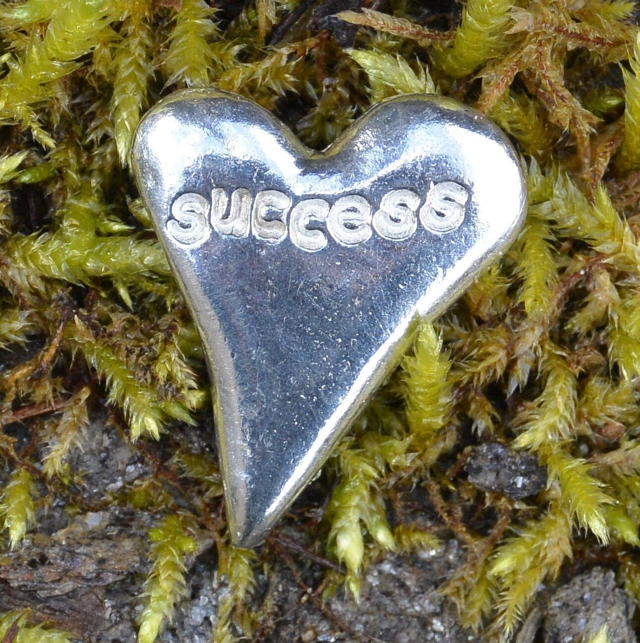 Success, Heart Token, Pocket Handmade, in Fine Pewter, By William Sturt, Sent in Pretty Organza Bag