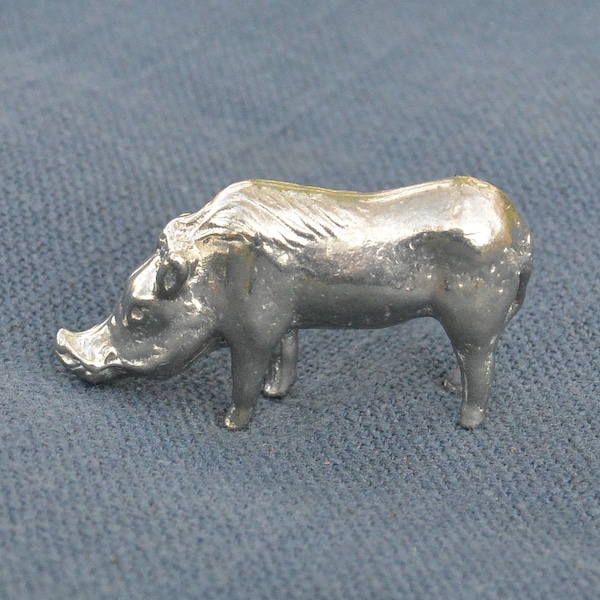 Warthog Figurine, Miniature Warthog, Handcast, in Fine Pewter, by William Sturt