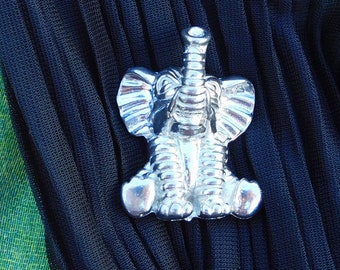 Spilla Jonette Jewelry Elefante Regale In Argento Opaco Peltro - Vintage USA